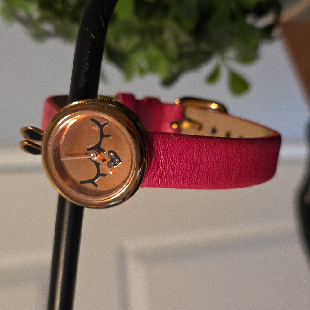 Marc by Marc Jacobs Pink Leather & Rose Gold Crystal Watch